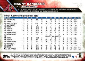 2016 Topps - 65th Anniversary #511 Manny Banuelos Back