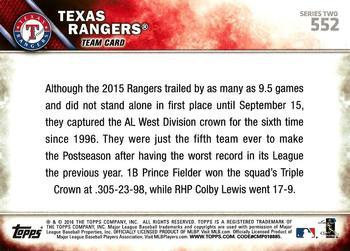2016 Topps - 65th Anniversary #552 Texas Rangers Back