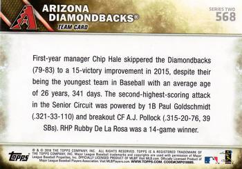 2016 Topps - 65th Anniversary #568 Arizona Diamondbacks Back