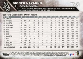 2016 Topps - 65th Anniversary #651 Dioner Navarro Back