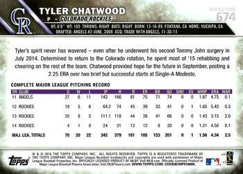 2016 Topps - 65th Anniversary #674 Tyler Chatwood Back