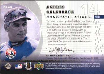 2002 Upper Deck - The People's Choice #PJ-AG Andres Galarraga Back