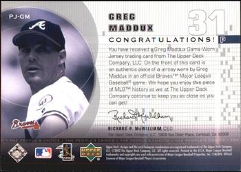 2002 Upper Deck - The People's Choice #PJ-GM Greg Maddux  Back