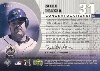 2002 Upper Deck - The People's Choice #PJ-MP Mike Piazza  Back