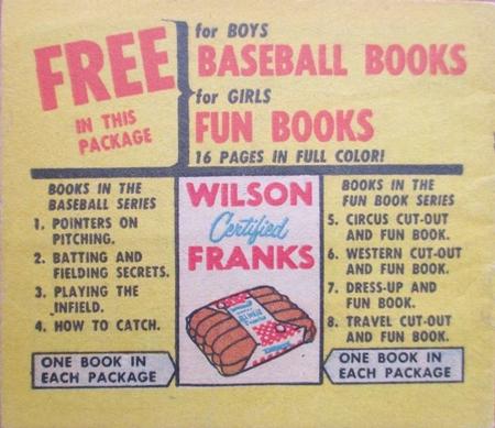 1955 Wilson Franks Baseball Books #Book 1 Bob Feller Back