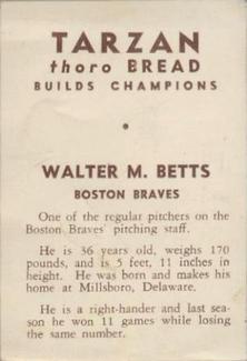 1934 Tarzan Bread (D382) #NNO Walter Betts Back