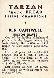 1934 Tarzan Bread (D382) #NNO Ben Cantwell Back
