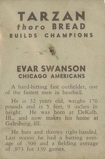 1934 Tarzan Bread (D382) #NNO Evar Swanson Back