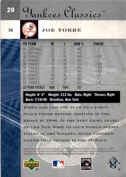 2004 Upper Deck Yankees Classics - UD Promos #20 Joe Torre Back