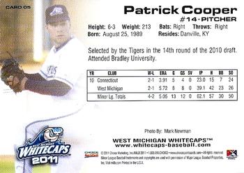 2011 Choice West Michigan Whitecaps #05 Patrick Cooper Back