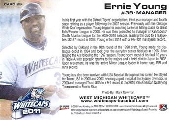 2011 Choice West Michigan Whitecaps #29 Ernie Young Back