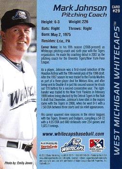 2012 Choice West Michigan Whitecaps #29 Mark Johnson Back