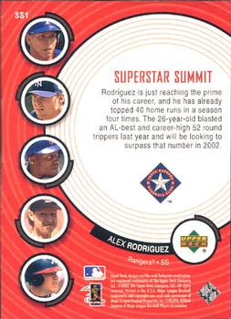 2002 Upper Deck - Superstar Summit (Series 2) #SS1 Alex Rodriguez  Back