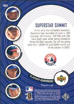 2002 Upper Deck - Superstar Summit (Series 2) #SS3 Vladimir Guerrero  Back