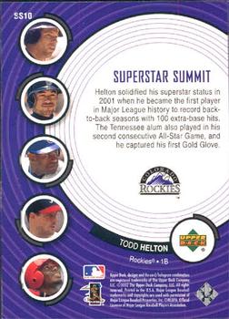 2002 Upper Deck - Superstar Summit (Series 2) #SS10 Todd Helton  Back