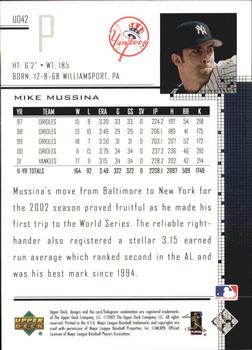 2002 Upper Deck - UD Plus Hobby #UD42 Mike Mussina  Back