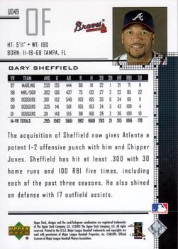 2002 Upper Deck - UD Plus Hobby #UD49 Gary Sheffield  Back