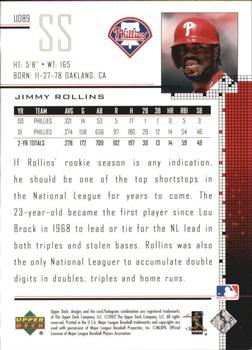 2002 Upper Deck - UD Plus Hobby #UD89 Jimmy Rollins  Back