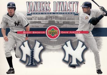 2002 Upper Deck - Yankee Dynasty #YJ-BJ Scott Brosius / David Justice  Front