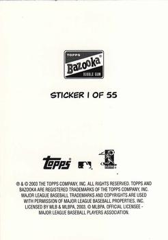 2003 Bazooka - 4-on-1 Stickers #1 Mark Prior / Barry Zito / Roy Oswalt / Jarrod Washburn Back