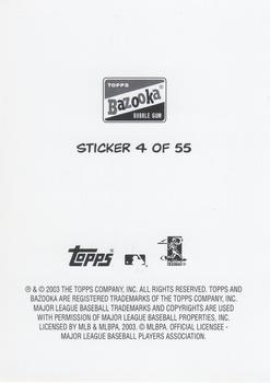 2003 Bazooka - 4-on-1 Stickers #4 Miguel Tejada / Alex Rodriguez / Nomar Garciaparra / Derek Jeter Back