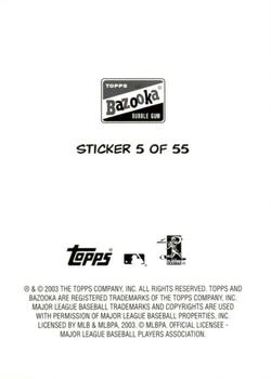 2003 Bazooka - 4-on-1 Stickers #5 Jim Thome / Rafael Palmeiro / Todd Helton / Jason Giambi Back