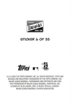 2003 Bazooka - 4-on-1 Stickers #6 Mike Williams / Trevor Hoffman / Billy Koch / John Smoltz  Back