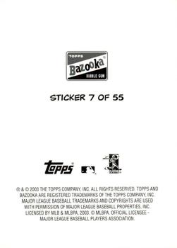 2003 Bazooka - 4-on-1 Stickers #7 A.J. Pierzynski / Ivan Rodriguez / Jorge Posada / Mike Piazza Back