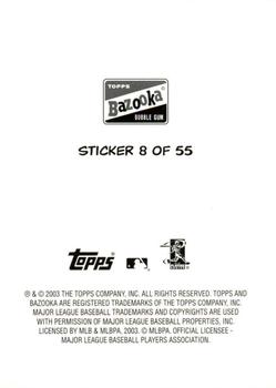 2003 Bazooka - 4-on-1 Stickers #8 Brad Wilkerson / Vladimir Guerrero / Manny Ramirez / Jim Edmonds Back