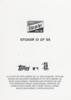 2003 Bazooka - 4-on-1 Stickers #10 Bernie Williams / Ken Griffey Jr. / Ichiro / Adam Dunn Back