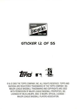 2003 Bazooka - 4-on-1 Stickers #12 Robert Fick / Mo Vaughn / Edgar Martinez / Bret Boone Back