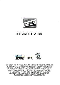 2003 Bazooka - 4-on-1 Stickers #13 Pedro Martinez / Greg Maddux / Randy Johnson / Roger Clemens Back