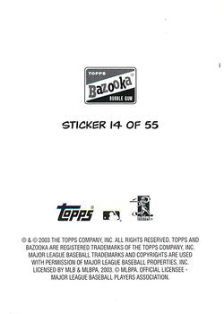 2003 Bazooka - 4-on-1 Stickers #14 Tim Hudson / Kerry Wood / Curt Schilling / Tom Glavine Back