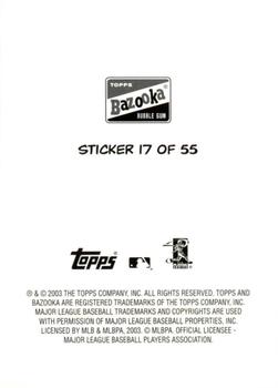 2003 Bazooka - 4-on-1 Stickers #17 Benito Santiago / Barry Larkin / Gary Sheffield / Carlos Delgado Back