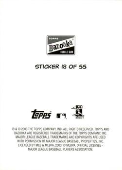 2003 Bazooka - 4-on-1 Stickers #18 Juan Rivera / Sean Burroughs / Carlos Pena / Jose Reyes Back