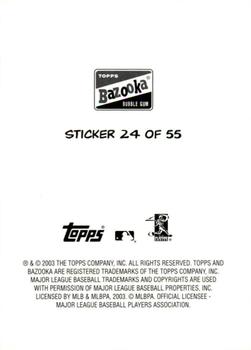 2003 Bazooka - 4-on-1 Stickers #24 Chad Tracy / Justin Huber / Joe Mauer / Jason Stokes Back