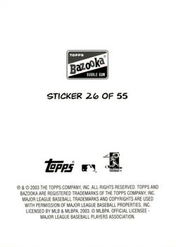 2003 Bazooka - 4-on-1 Stickers #26 James Loney / Khalil Greene / Gabe Gross / Kevin Cash Back