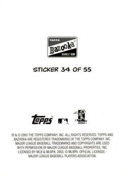 2003 Bazooka - 4-on-1 Stickers #34 Mark Teixeira / Dontrelle Willis / Rocco Baldelli / Chris Snelling Back