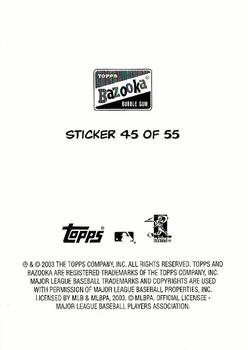 2003 Bazooka - 4-on-1 Stickers #45 Corey Hart / Adrian Gonzalez / Frank Thomas / Fred McGriff Back