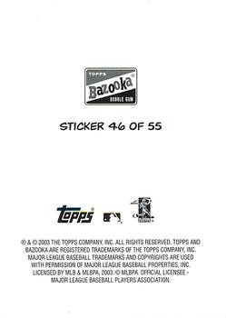 2003 Bazooka - 4-on-1 Stickers #46 C.C. Sabathia / Omar Vizquel / Robin Ventura / Andy Pettitte Back