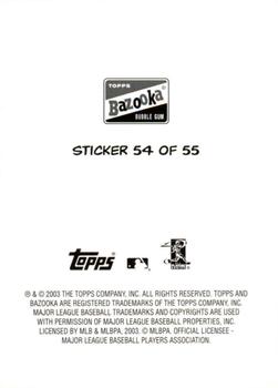 2003 Bazooka - 4-on-1 Stickers #54 Kevin Youkilis / Jaime Bubela / Matt Diaz / Joey Gomes  Back