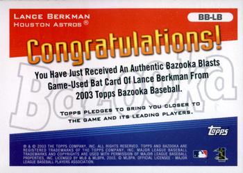 2003 Bazooka - Blasts Relics #BB-LB Lance Berkman  Back