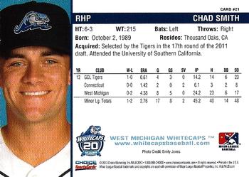 2013 Choice West Michigan Whitecaps #21 Chad Smith Back