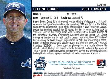 2013 Choice West Michigan Whitecaps #28 Scott Dwyer Back