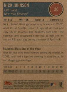 2003 Bazooka - Minis #36 Nick Johnson Back