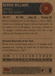 2003 Bazooka - Minis #51 Bernie Williams Back