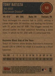 2003 Bazooka - Minis #58 Tony Batista Back