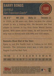 2003 Bazooka - Minis #100 Barry Bonds Back