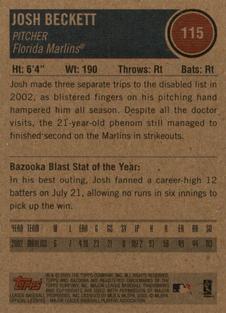 2003 Bazooka - Minis #115 Josh Beckett Back