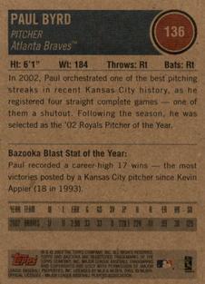 2003 Bazooka - Minis #136 Paul Byrd Back